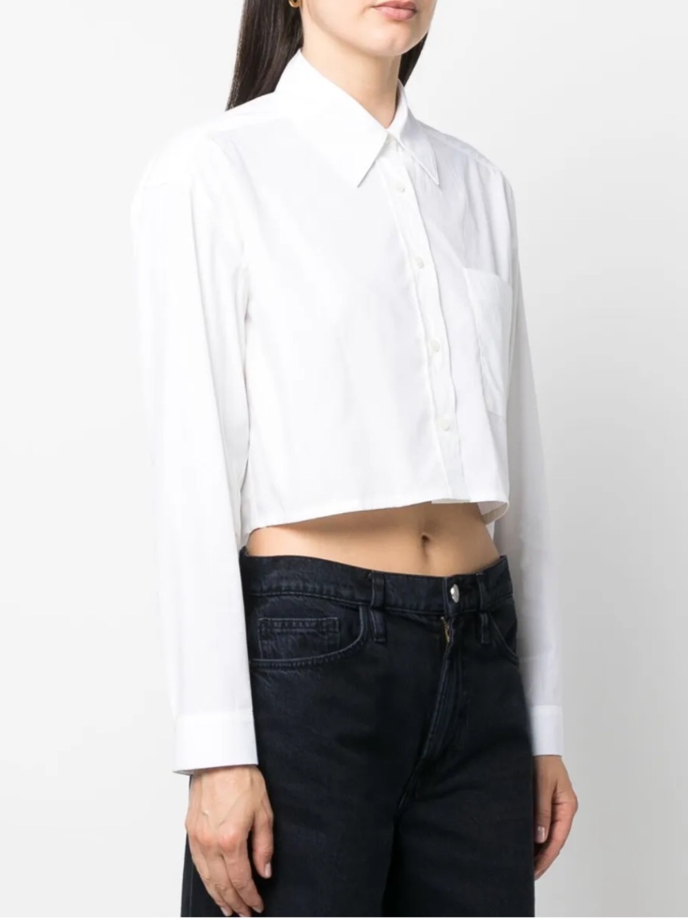 ba&sh Cropped White Button Front Shirt XS Long Sleeve Cotton Poplin Top